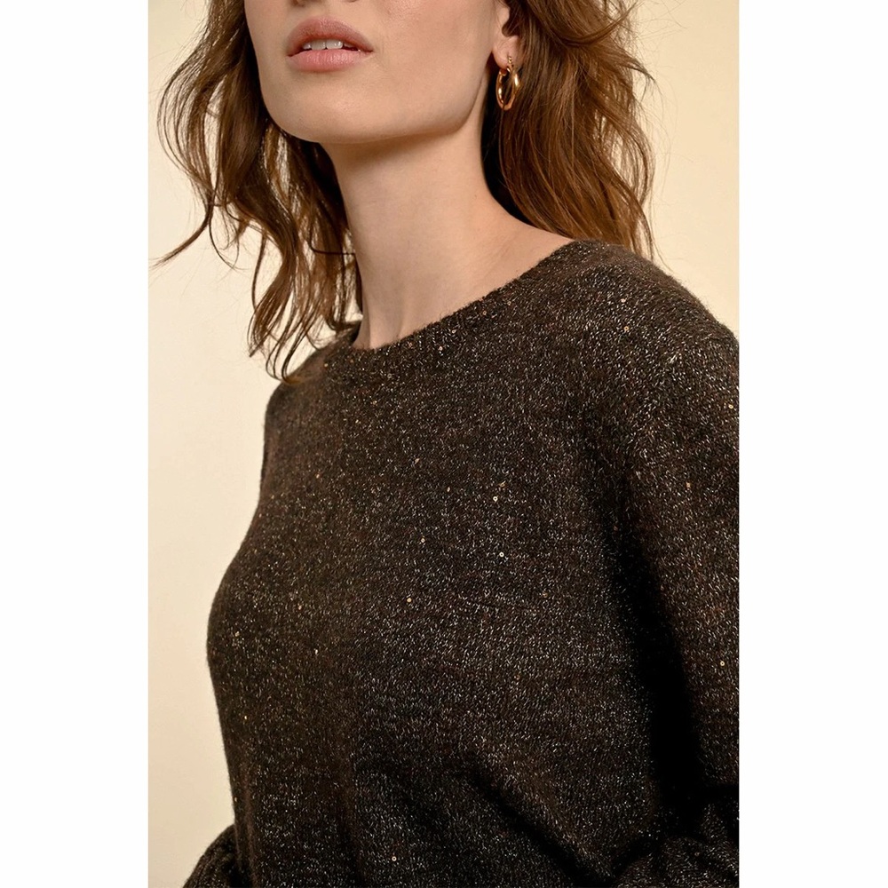 Vince Metallic Knit Chocolate Copper Sweater